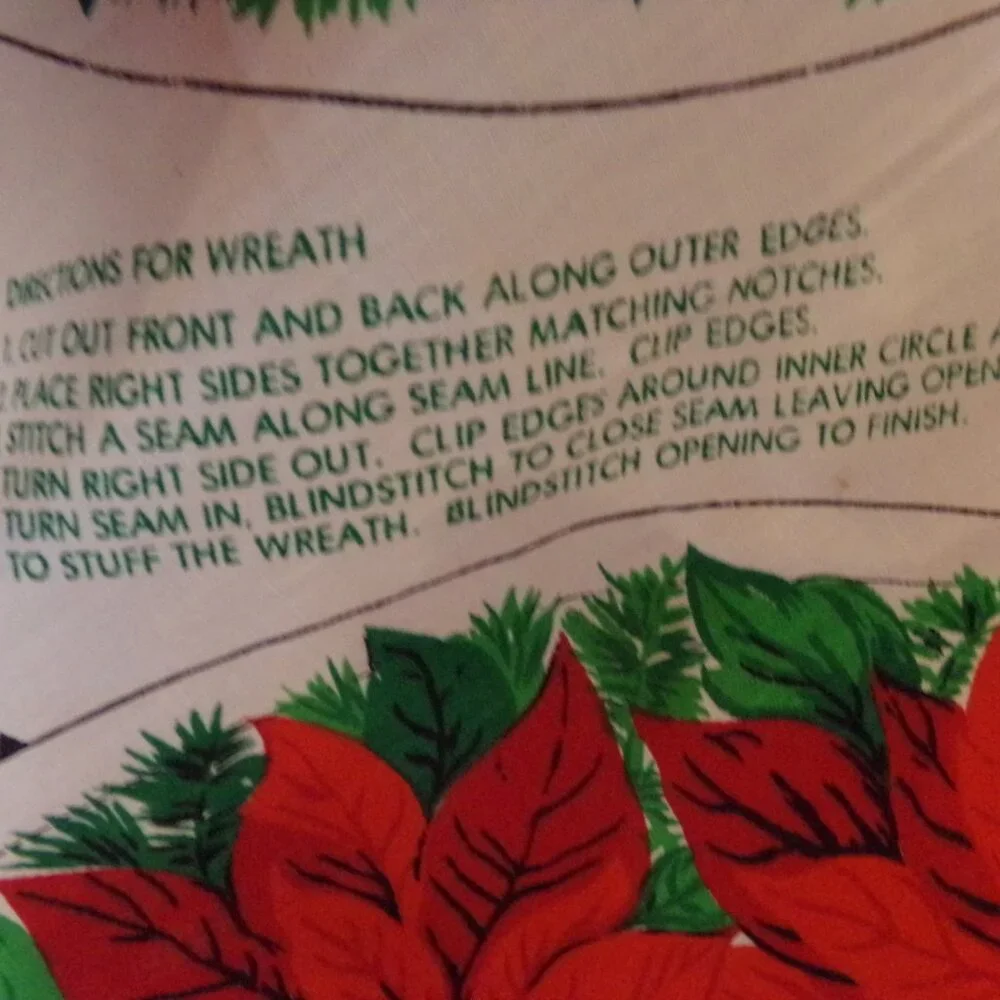Fabric Christmas Wreath Poinsettia Craft Panel to Stitch